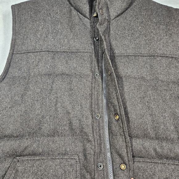 Y2K Old Navy Puffer Vest Mens XL Wool Blend Dark Brown Zip Snap Outdoor Prep - Picture 2 of 11